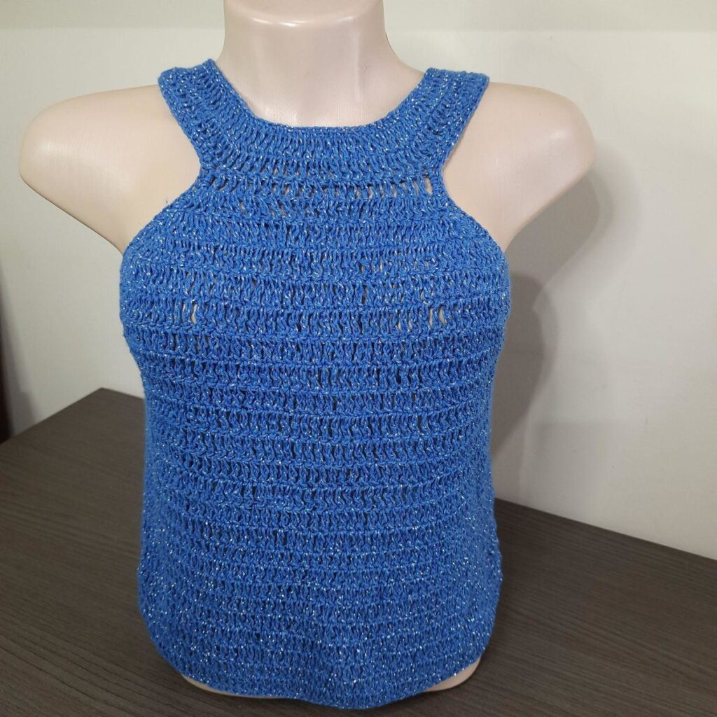 Blusa Azul e Prata