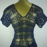 Blusa – Crochê Peruano – Azul Marinho – - Imagem 4