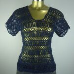 Blusa – Crochê Peruano – Azul Marinho – - Imagem 1