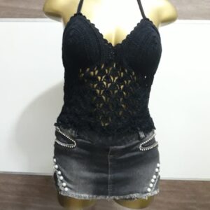 Cropped – Preto – Crochê