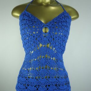 Frente Única – Azul – Crochê – Serve P/m