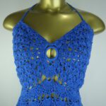 Frente Única – Azul – Crochê – Serve P/m - Imagem 2