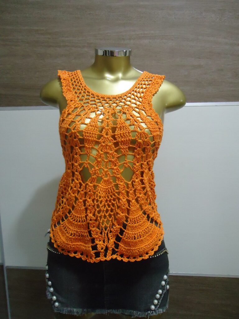 Frente Única – Laranja – Crochê –