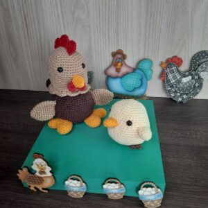 Galinha e Pintinho em Amigurumi