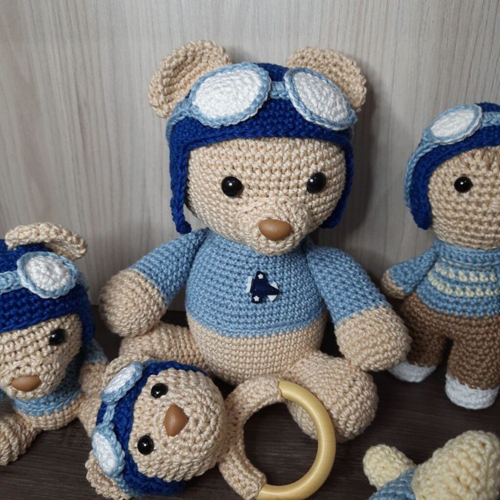 Kit Ursinho Aviador 6 Peças.