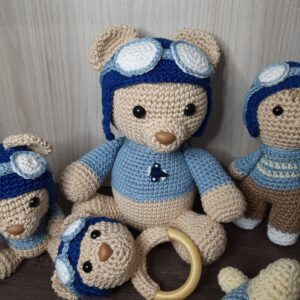 Kit Ursinho Aviador 6 Peças.