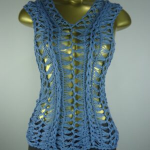 Regata – Azul Celeste – Crochê de Grampo