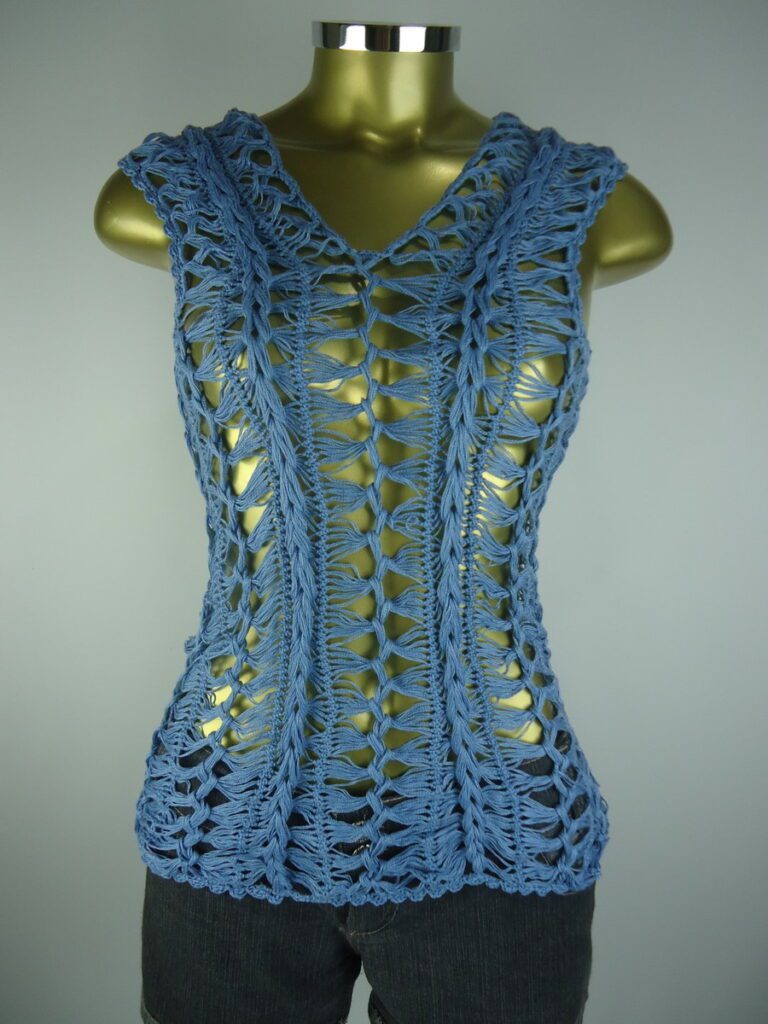 Regata – Azul Celeste – Crochê de Grampo