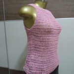 Regata – Rosa com Brilho – Crochê. - Imagem 2