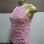 Regata – Rosa com Brilho – Crochê. - Imagem 3
