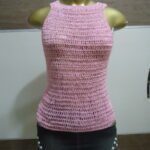 Regata – Rosa com Brilho – Crochê. - Imagem 1