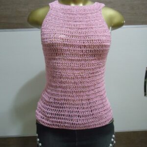 Regata – Rosa com Brilho – Crochê