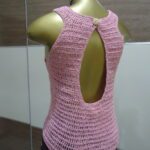 Regata – Rosa com Brilho – Crochê. - Imagem 5