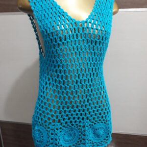 Saída de Praia – Azul- Crochê.