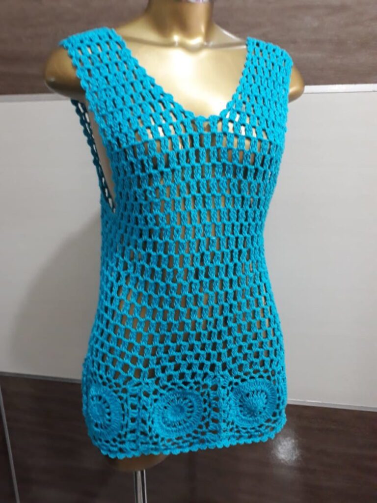 Saída de Praia – Azul- Crochê.