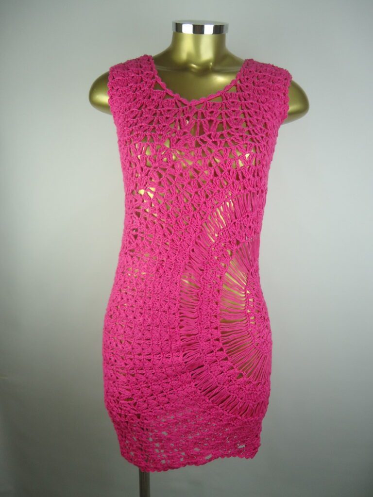 Saída de Praia – Pink – Crochê de Grampo