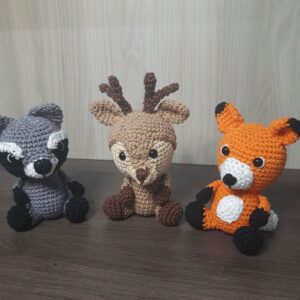 Trio Bichos do Bosque em Amigurumi