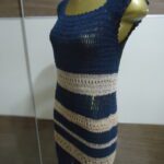 Vestido -listrado Azul – Crochê. - Imagem 3