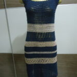 Vestido -listrado Azul – Crochê. - Imagem 1