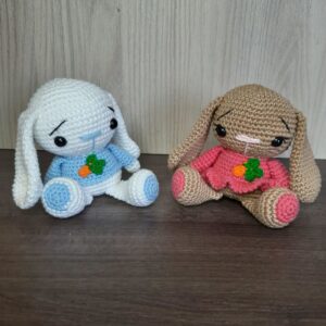 Casal de Coelhinhos em Amigurumi.