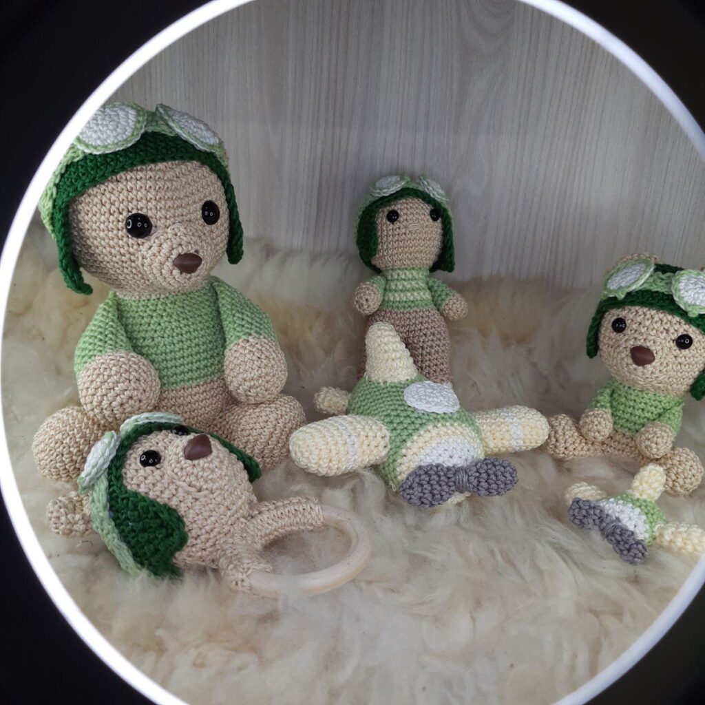 Kit Ursinho Aviador 6 Peças.