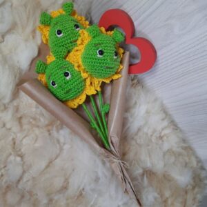 Buquê Girassol do Sherek em Amigurumi