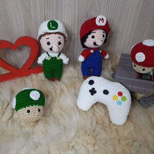 Kit Gamer Mário Bros e Luigi em Amigurumi.