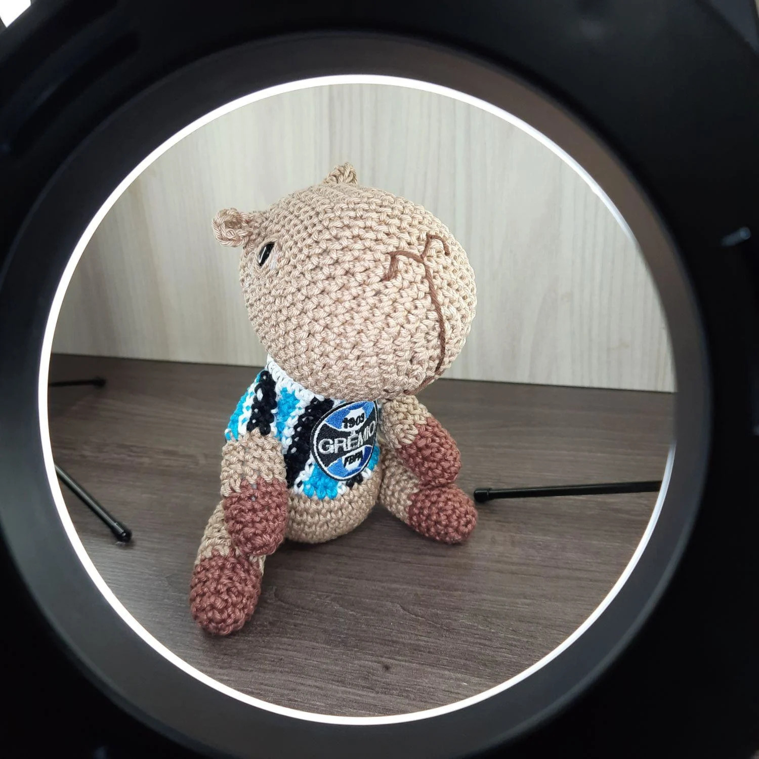 Capivara do Grêmio em Amigurumi.
