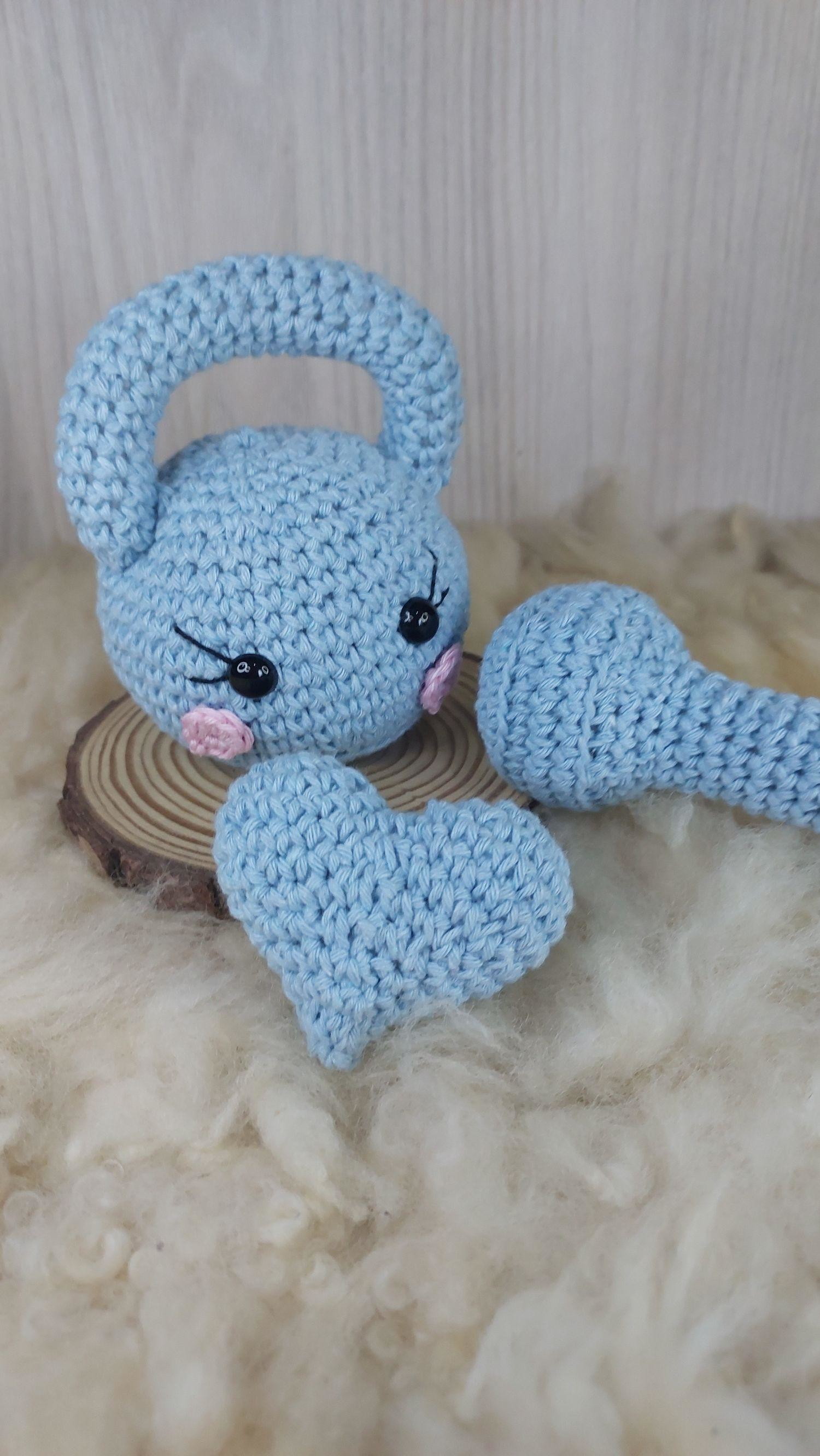 Baby Kettlebell e Haltere Azul em Amigurumi - Imagem 2